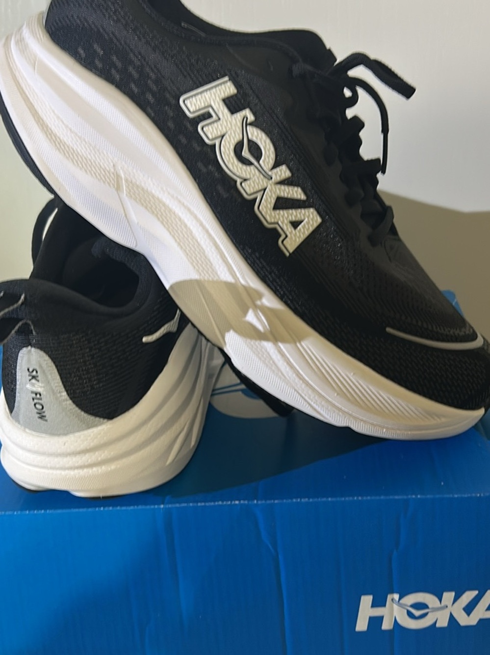 Hoka Men's Black and White SK Flow Running Shoes